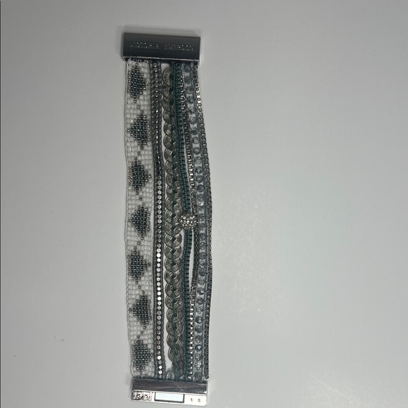 Victoria Emerson Silver and White Boho Cuff Bracelet. - Picture 2 of 3